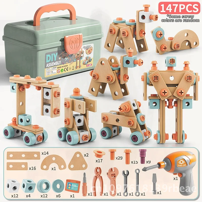 DIY Tool Box Set for Children 4-6 Years Old Simulation Puzzle Disassembly Assembly Screw Repair Tools Set Boys & Girls