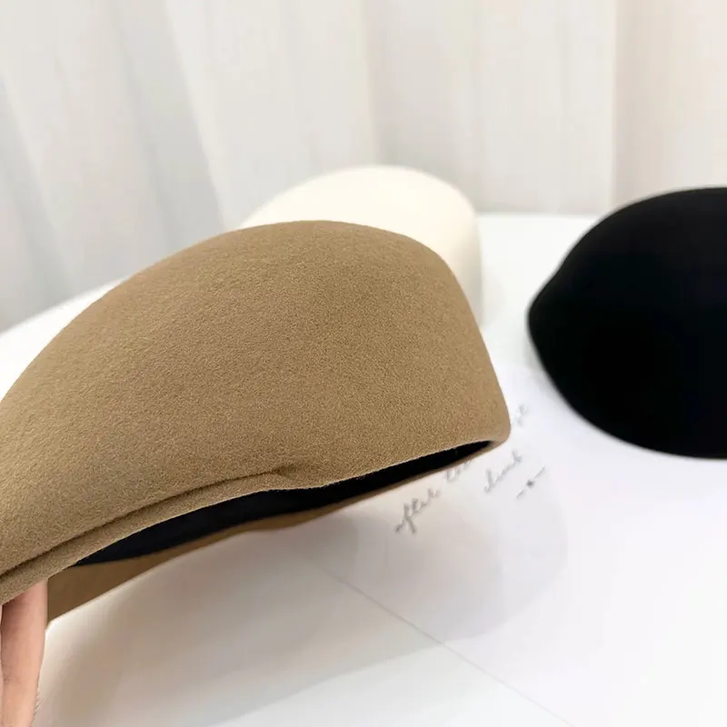 Neue Winter Hohe Qualität Klassische Dicke Wollfilz Vorwärts Kappe Für Frauen Männer Warme Visiere Hut Mode Straße Vintage Chapeu Fedora – Detail 9