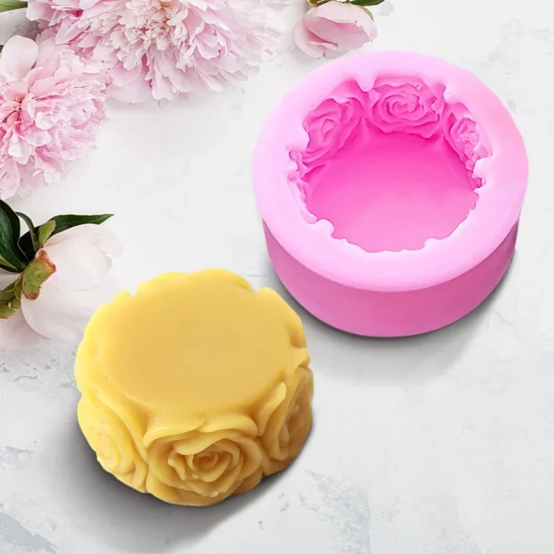 Food Grade Rose Flower Shap Silicone Candle Mold Fondant Molds Handmade Soap Clay Mold Cake Baking Wedding gift Decorating Tools