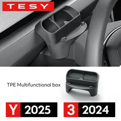 For New Tesla Model Y Juniper 2025 Model 3+ Highland 2024 Steering Wheel Silicone SunGlasses Case Mobile Phone Holder Storage