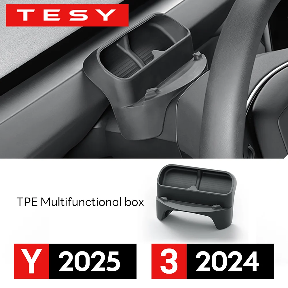 Silikonowe etui na okulary przeciwsłoneczne i uchwyt na telefon komórkowy do kierownicy Tesla Model Y Juniper 2025 Model 3+ Highland 2024