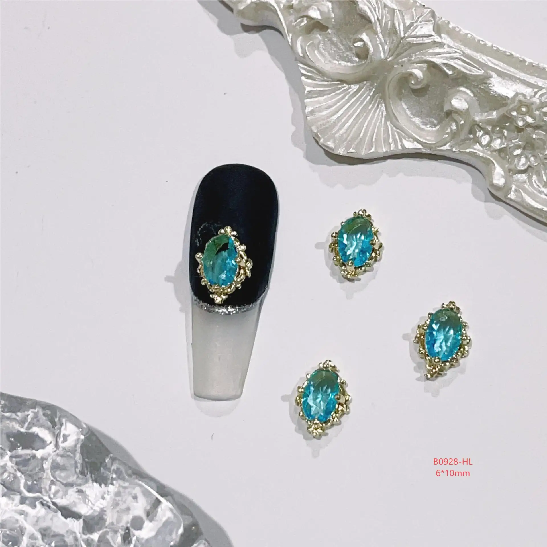 5 ชิ้นหรูหรา Retro Zircon เครื่องประดับเล็บ Art Palace เล็บ DIY อุปกรณ์ตกแต่งเล็บ Charms