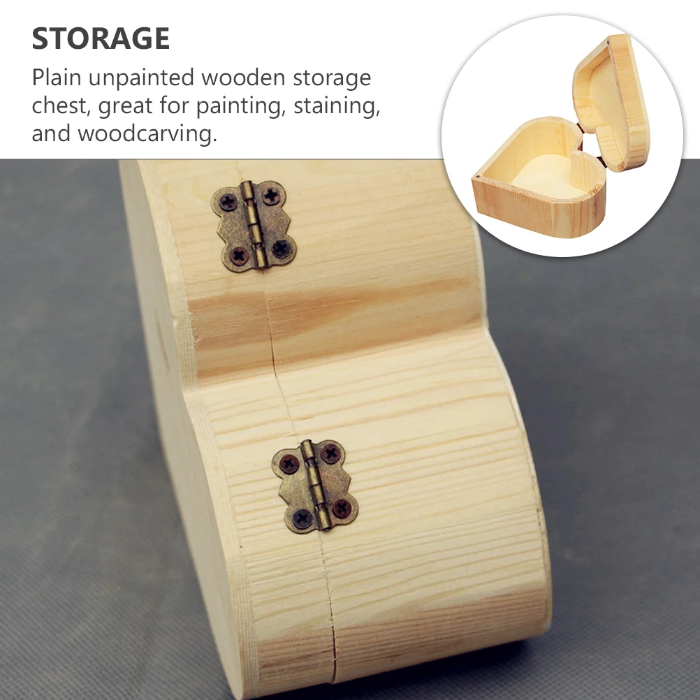 

1 pc Shaped Wooden Jewelry Box Wooden Storage Chest Diy Jewelry Box Gift Case For Home Bedroom Decor (Plain Natural)