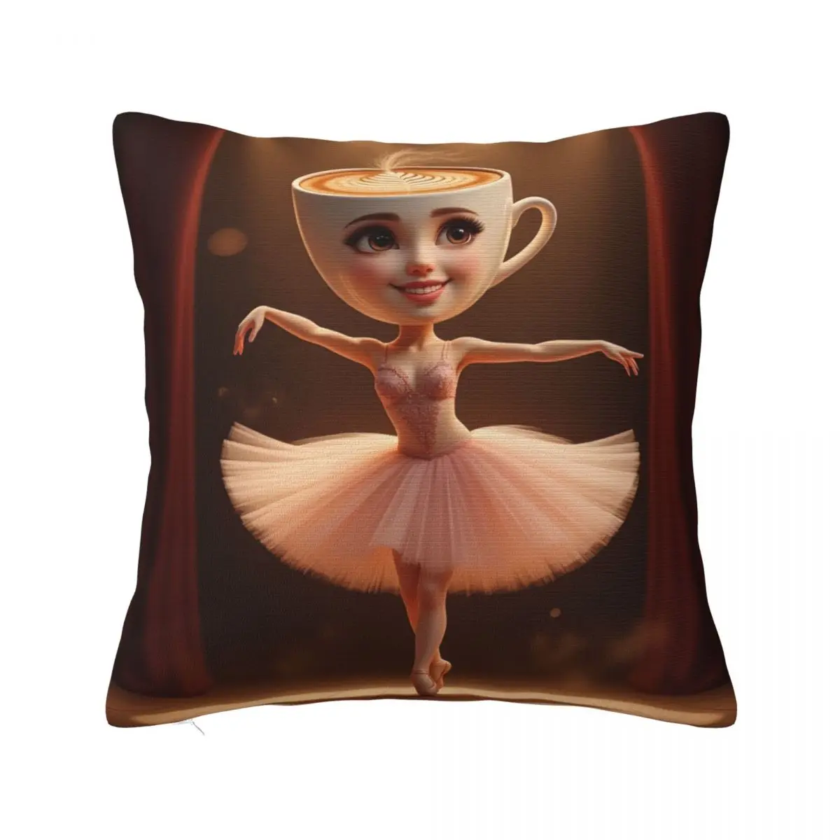 

Ballerina Cappucina Italian Brainrot Meme Pillowcase Printed Polyester Cushion Cover Decorative Throw Pillow Case Cover Home