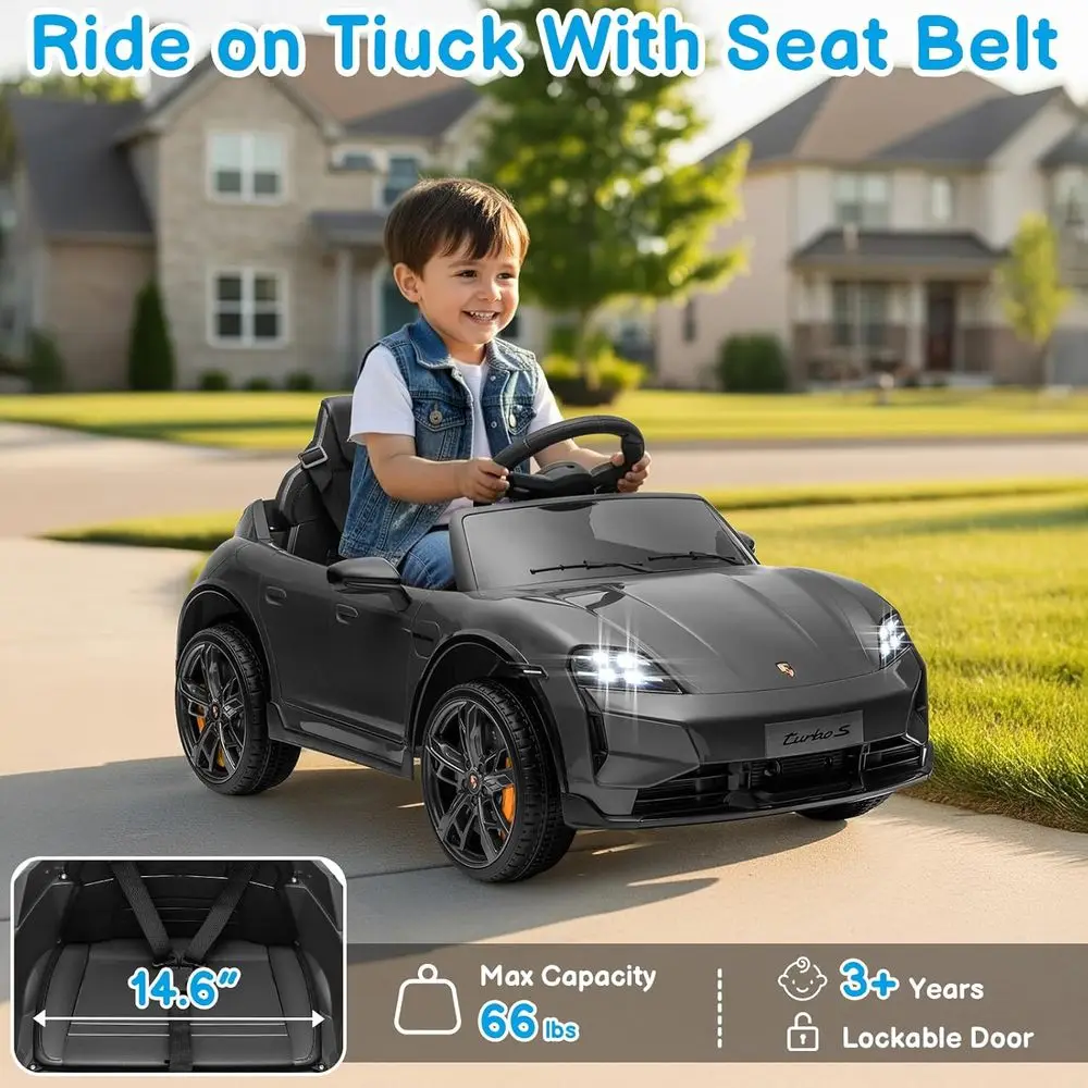 Samochodzik dla dzieci 12V, licencjonowany Porsche Taycan, elektryczny pojazd dla maluchów, pojazd na akumulator z pilotem