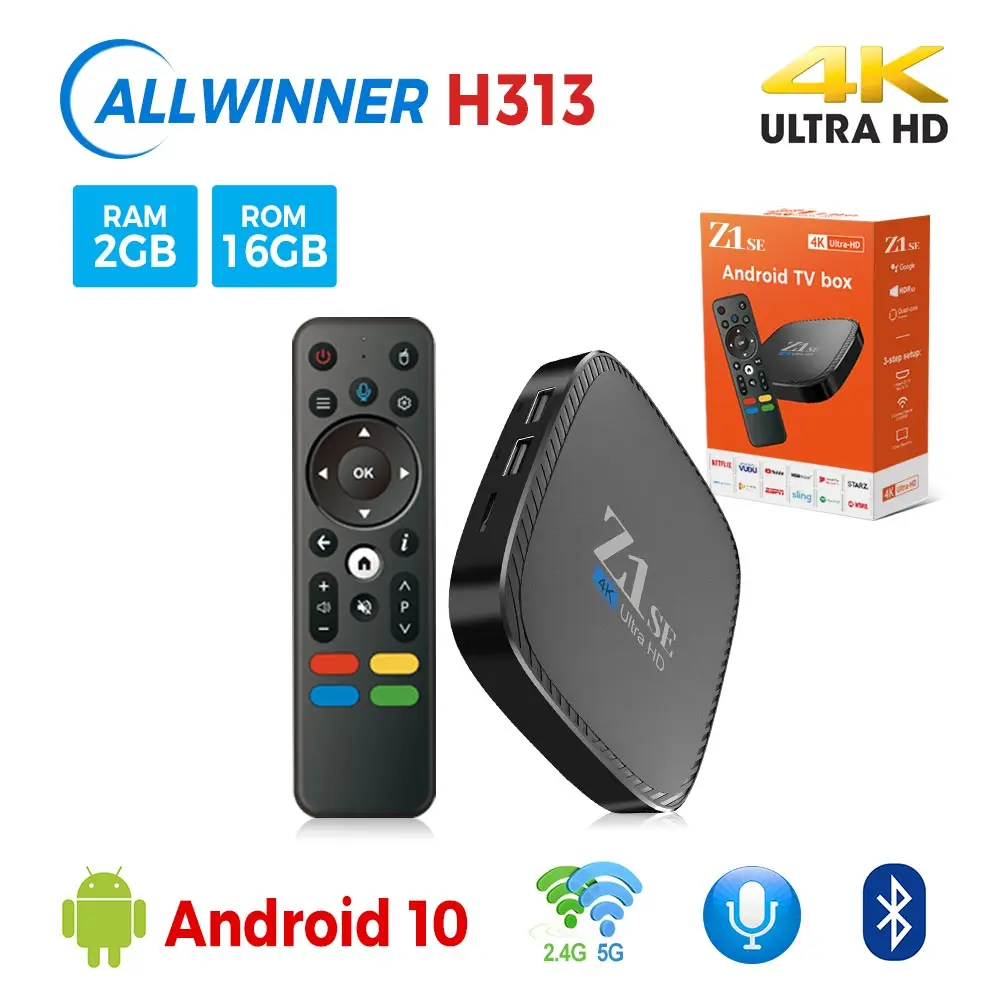 Boîtier Smart TV Z1 SE, Android 10.0, 4K HD, 2.4/5G, Décodeur, Lecteur MultiXXL Vidéo 3D, WIFI, pour Touriste, Home Cinéma, d\'Origine