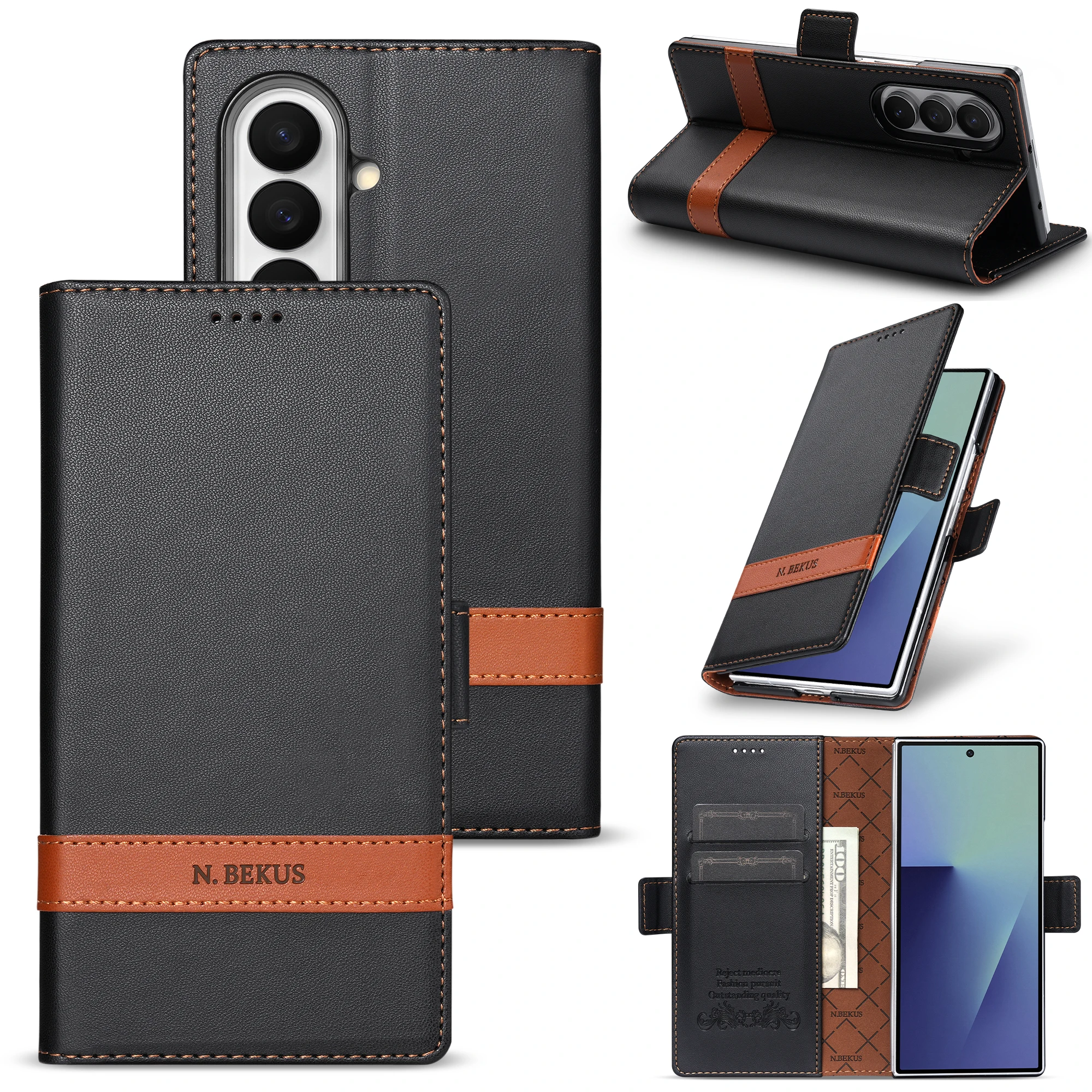 Luxury Business Flip Cards Solt Wallet Leather Case for Samsung Galaxy Z Fold 8 Ultra 7 6 5 8 4 Shockproof Book Stand RFID Cover