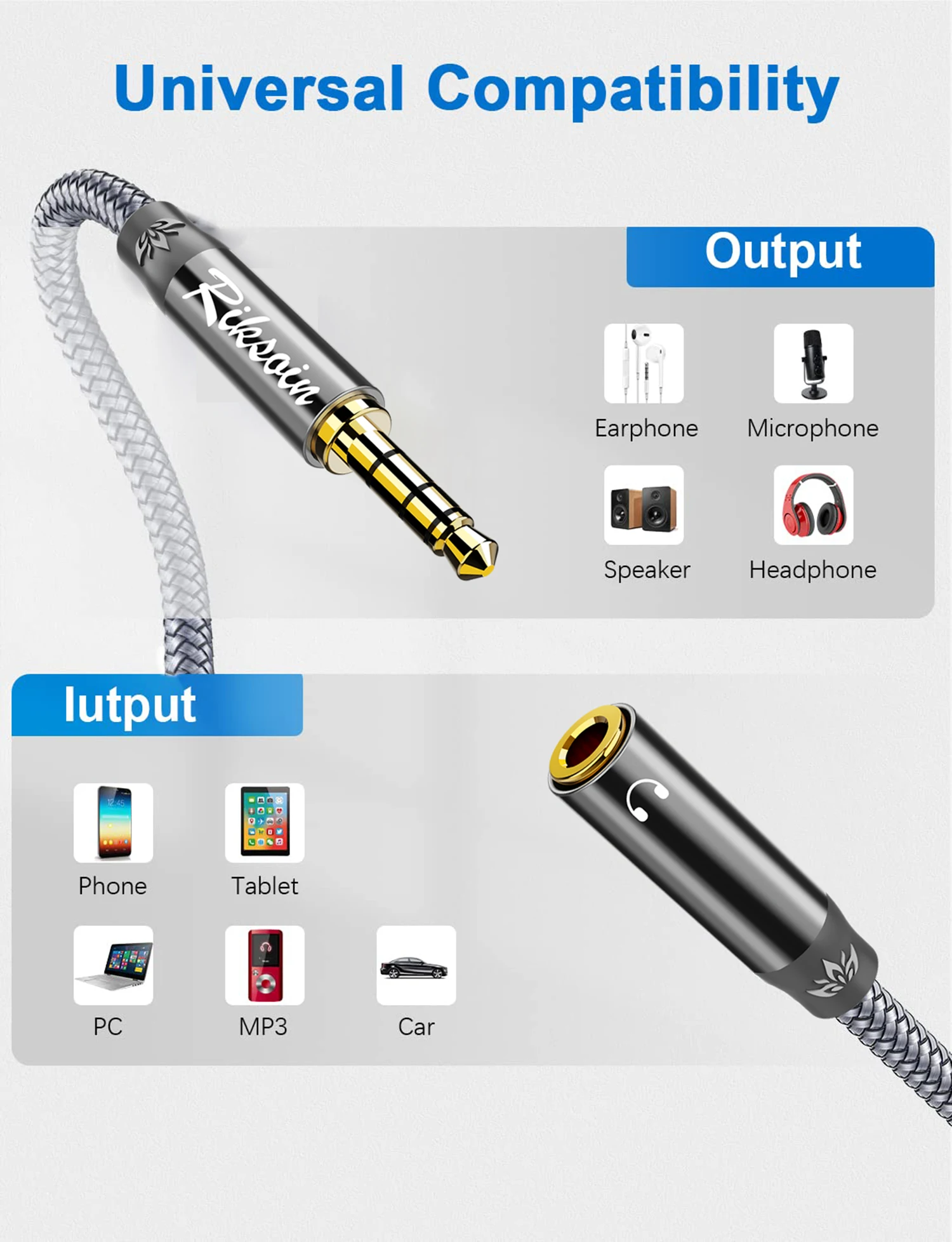 Riksoin 3.5mm Headphone Extension Cable, Male to Female, Aux Cord for Car/Laptop/Mini PC/TV/Stereo Speaker, Hi-Fi Sound view 5