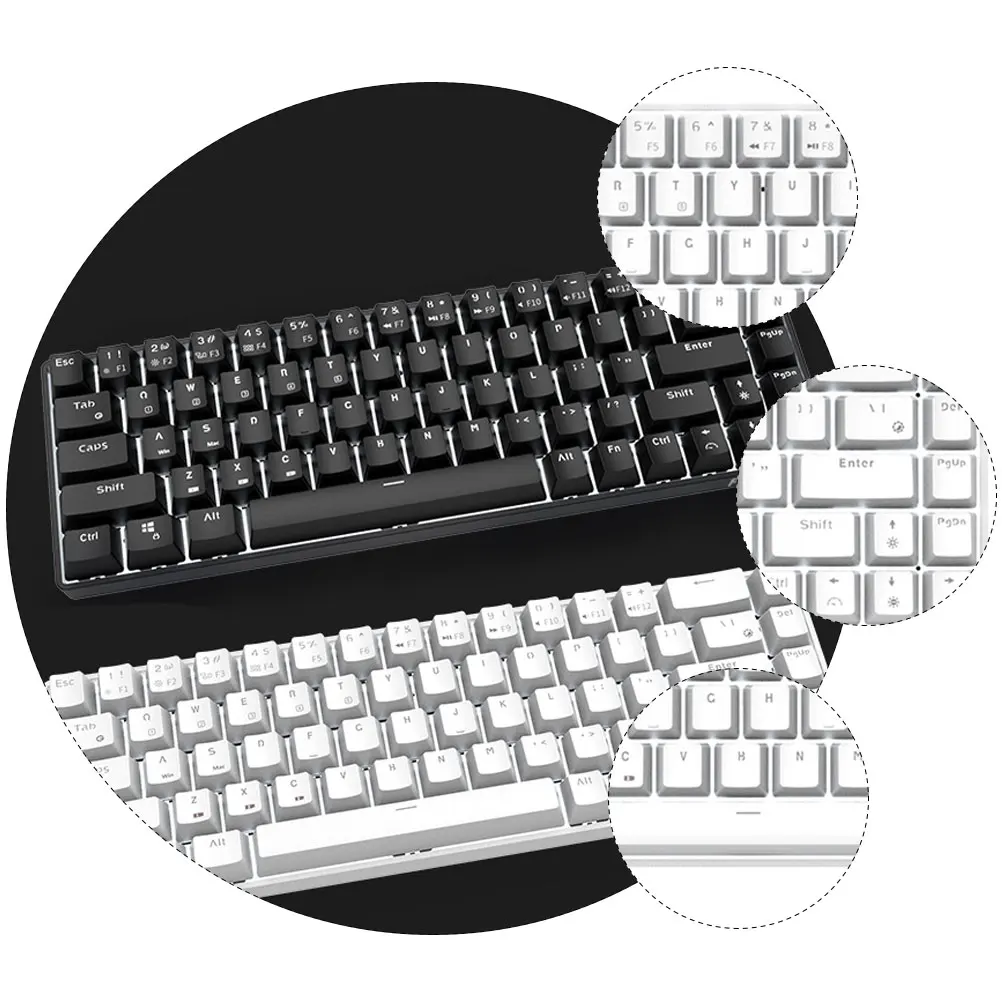 

Двухрежимная механическая клавиатура K6, 68 клавиш, портативная офисная игровая USB Type-C, проводная, 1000 мАч, 5 устройств, сочетание белого цвета