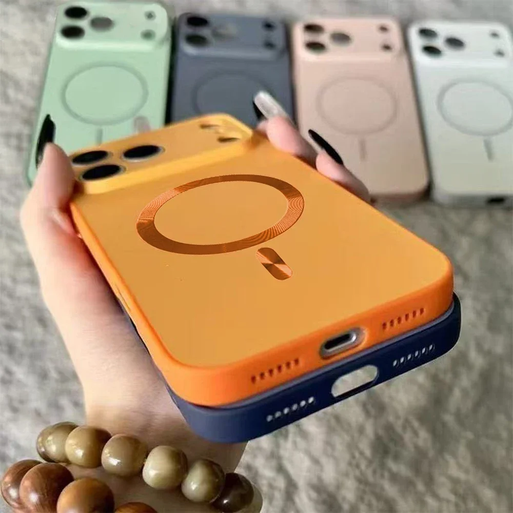 Silikonowe etui na telefon OPPO Reno 15 14 Pro Max 15 Pro MiNi 15F 14F 5G, wytrzymałe, magnetyczne, z prostymi krawędziami, jednokolorowe, miękkie. — zdjęcie produktu 3