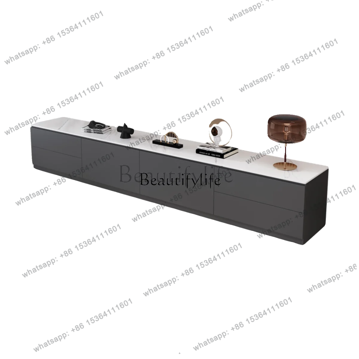 FGSlate floor-to-ceiling TV cabinet size apartment solid wood against the background wall storage cabinet
