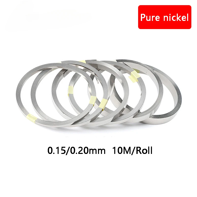 

Pure Nickel 10M 0.15/0.2mm Thickness Pure Nickel Strip Tape for Spot Welding and Li 18650/21700 Battery Welding Compatible