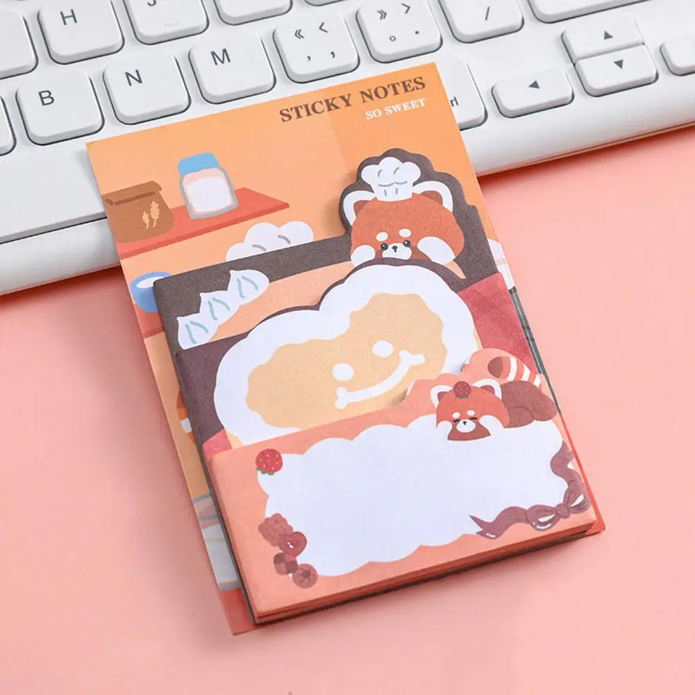 3Pcs Cute Notes Paper Paper Memo Pads Self-adhesive Cartoon Stacking Sticky Notes  Leave A Message