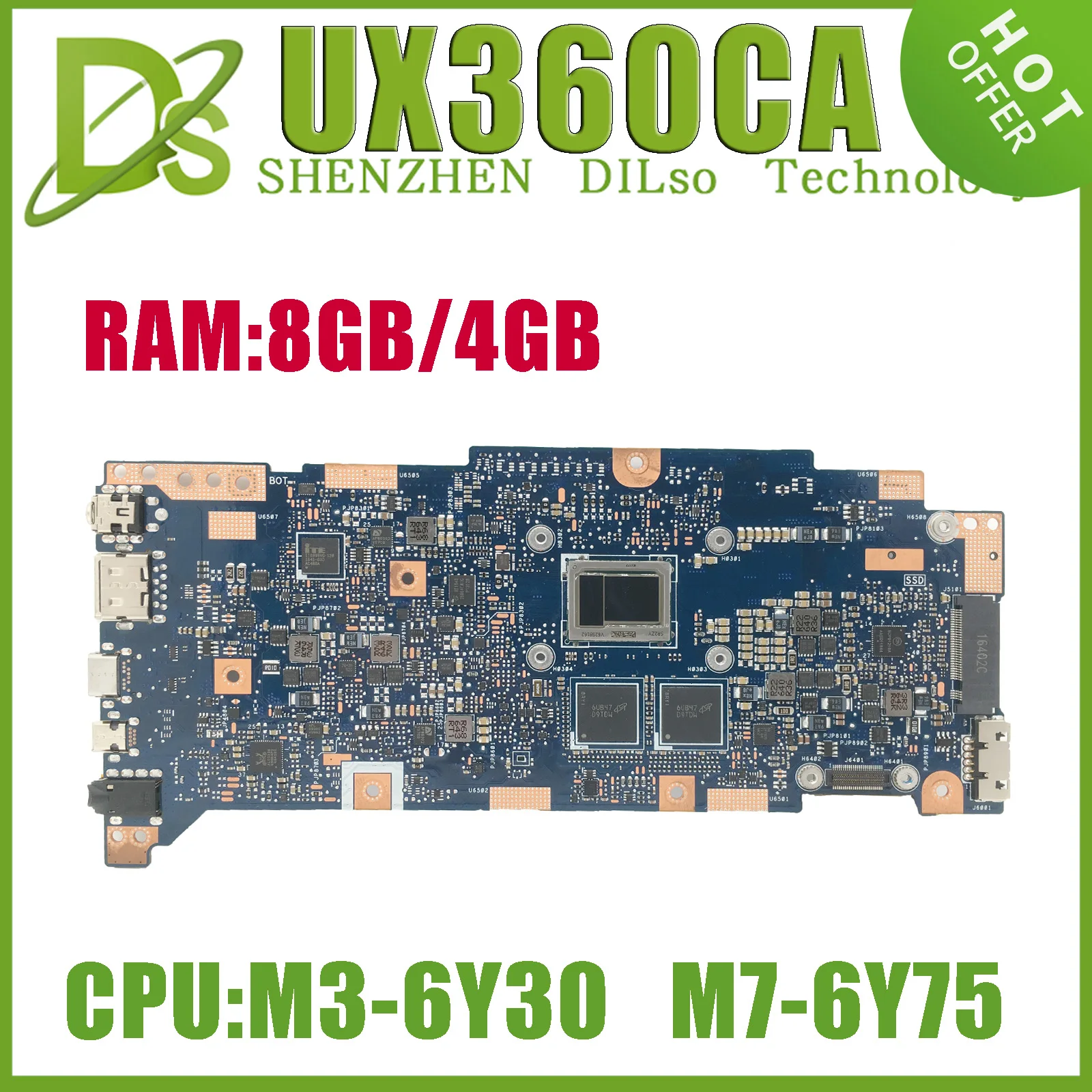 KEFU UX360CA  Laptop Motherboard M3-6Y30 7Y30 M7-6Y75 I5-7Y54 4GB/8GB-RAM For ASUS Zenbook UX360C UX360CAK Ultrabook Mainboard