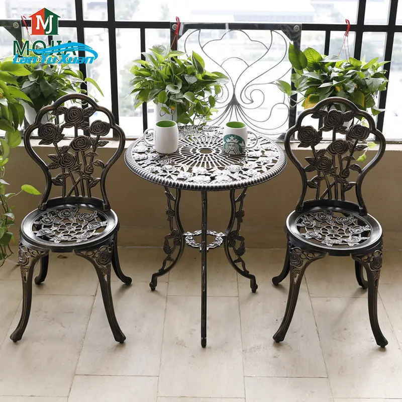 Patio Outdoor Furniture Cast Aluminum Chairs and Table Garden Metal Dining Sets Balcony Leisure Furniture