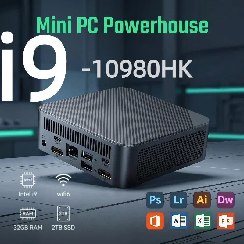 Mini PC Gamer Portable Computer Intel Core i9-10980HK 32GB RAM 2TB SSD FHD Bluetooth WiFi6  Gaming Office 4K HDMI
