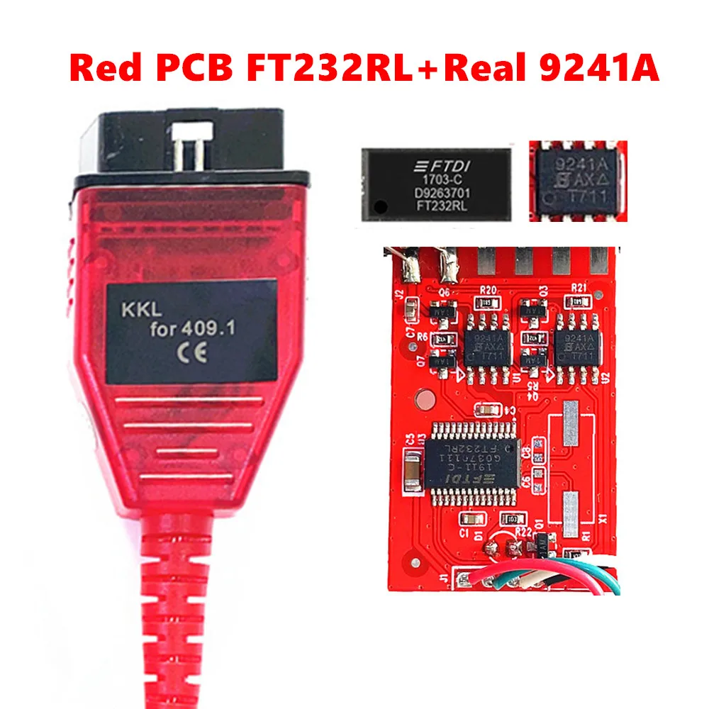 VAG 409.1 KKL 409 FTDI FT232RL Real 9241A K line OBD 2 OBD2 good quality Car Diagnostic Tools Interface Cable For VW/Audi/Skoda
