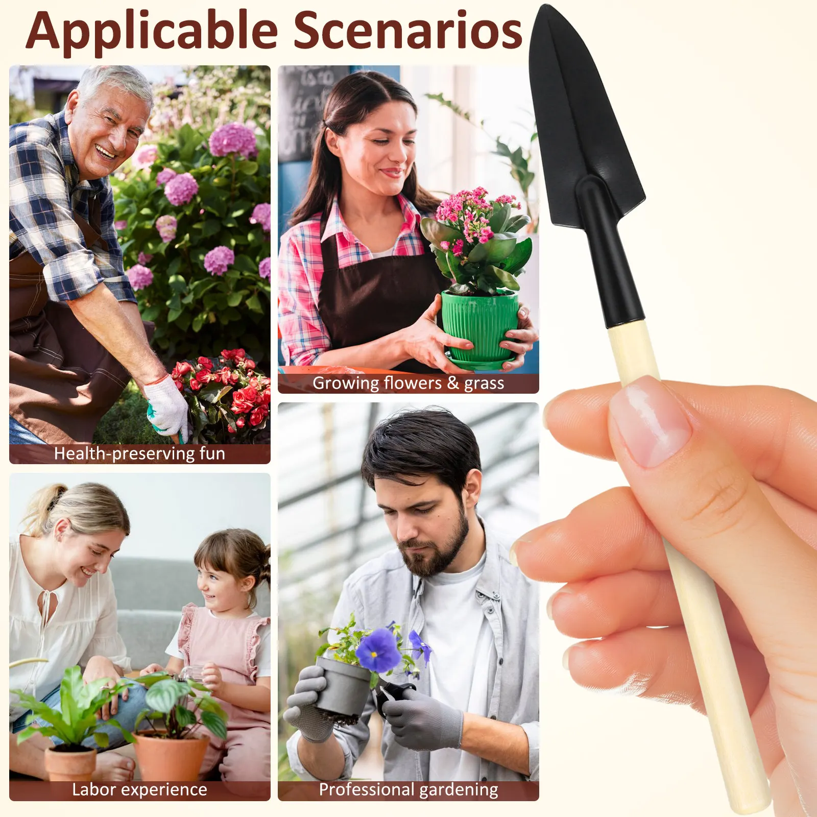2個セットのミニガーデンツールキット。軽量で木製のハンドルが - Gardening Tools Trowel のレビューと価格