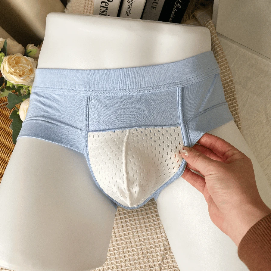 Man Breathable Underwear Soft Boxers Fashion Lingerie Elastic Pouch Underpants New Crotch Open Hole Avoid Scrotum Eczema Shorts