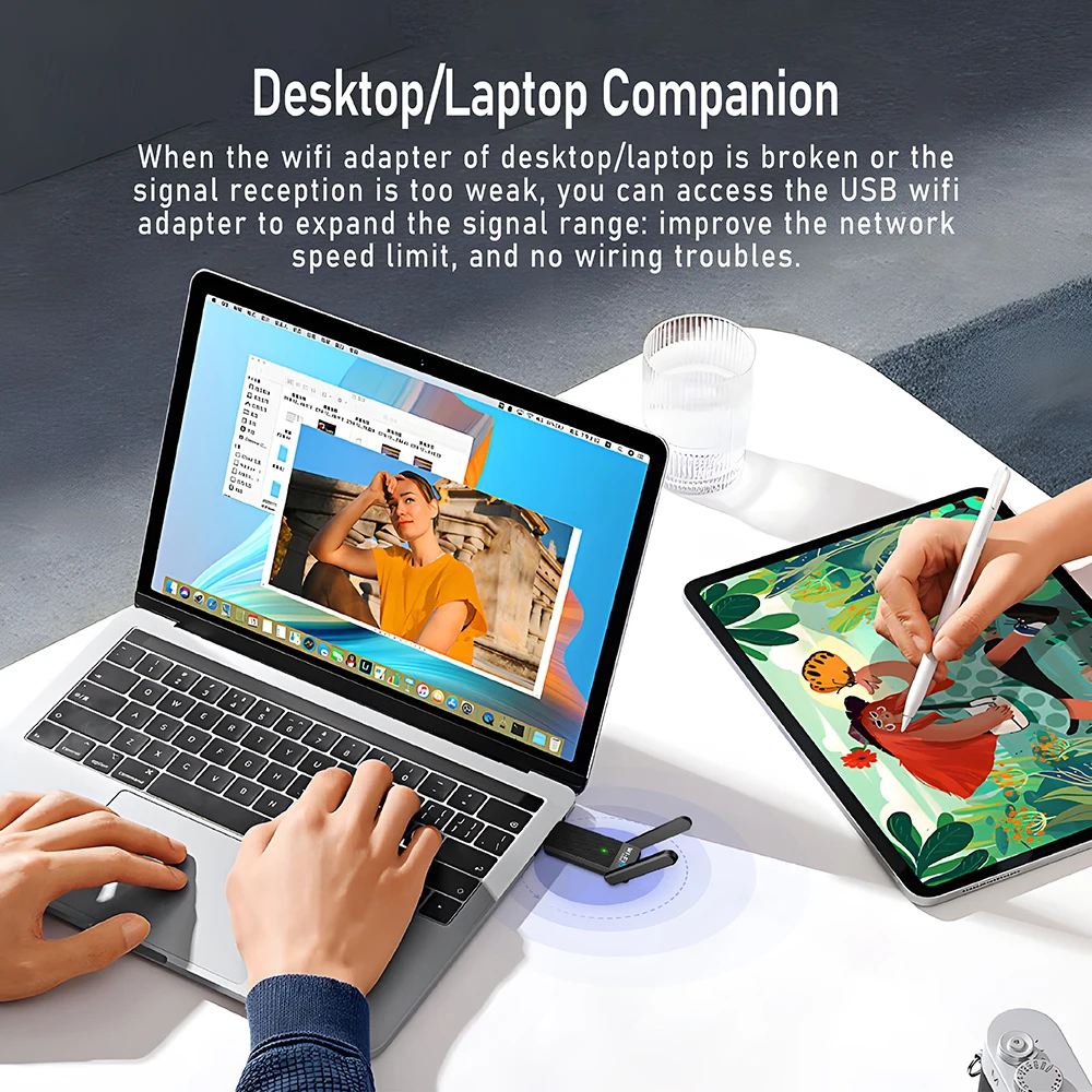 BT5.3 External USB 2.0/3.0 Wireless Network Card WIFI6 Dual-band AX900 Laptop WiFi6 Receiver Transmitter