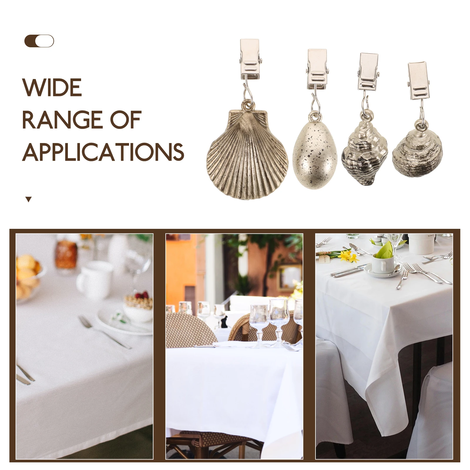 

4pcs Tablecloth Weights Shell Shaped Decorative Table Cloth Clips Compact Reusable Outdoor Supply Metal Clip
