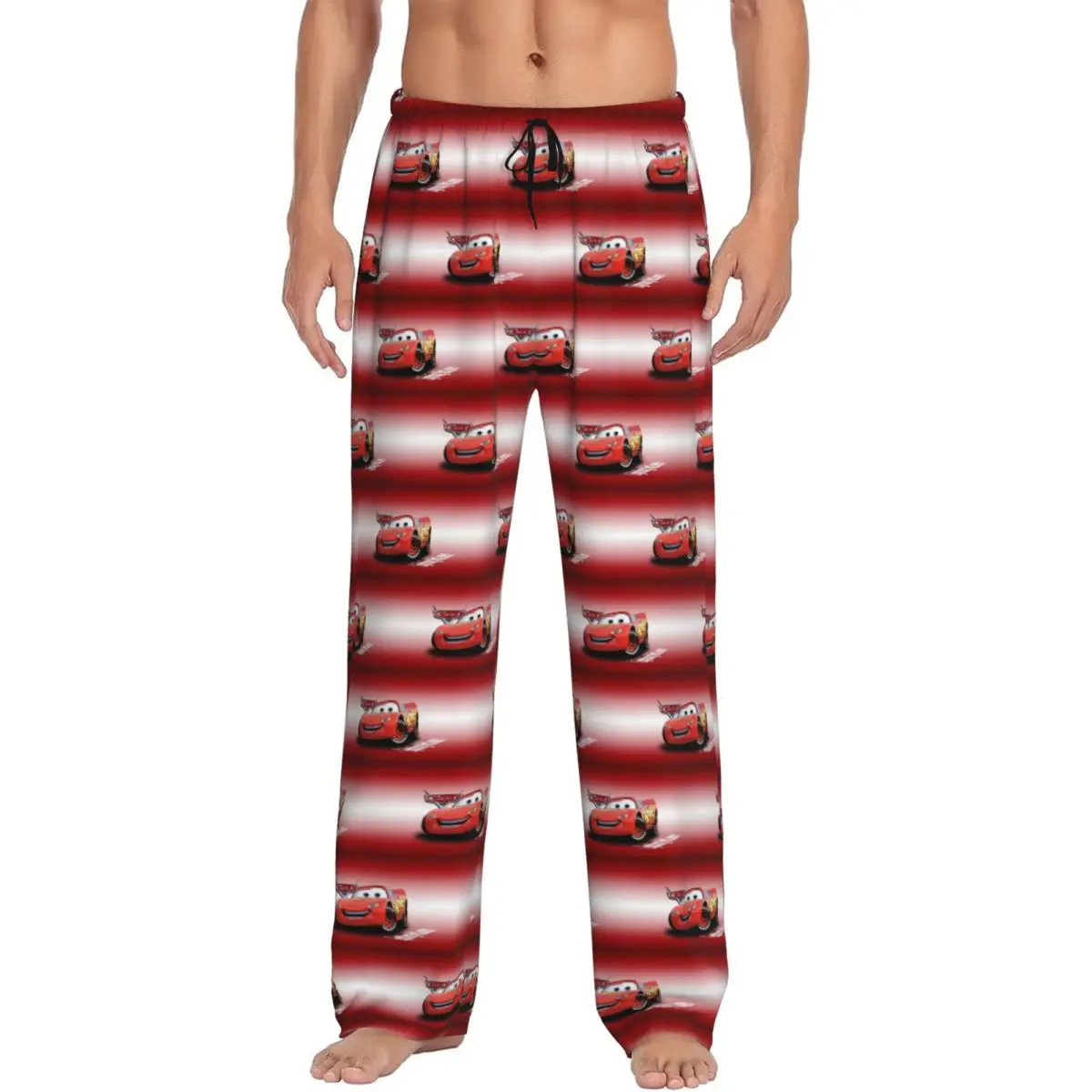 Custom Lighting McQueen Pajama Pants for Men Cartoon Sleepwear Lounge Sleep Bottoms Stretch with Pockets