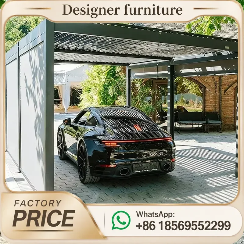 Motorized Louvered Pergola Aluminum Waterproof Bioclimatic Roof System With Side Screens For Balcony Patio Outdoor Shade