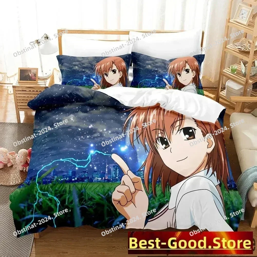2025 Misaka Mikoto A Certain Magical Index Railgun Bedding Set Printed Bed Duvet Cover Pillow Case 3 Pieces Sets Kids Adult Size