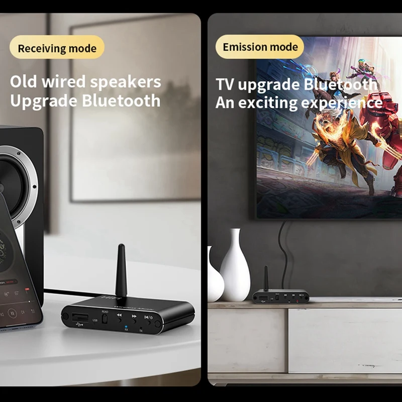 ワイヤレスオーディオアダプター,AUX Bluetoothレシーバー,トランスミッター,ミュージックアンプ,USB再生サポート,2 in 1, Bluetooth 5.4