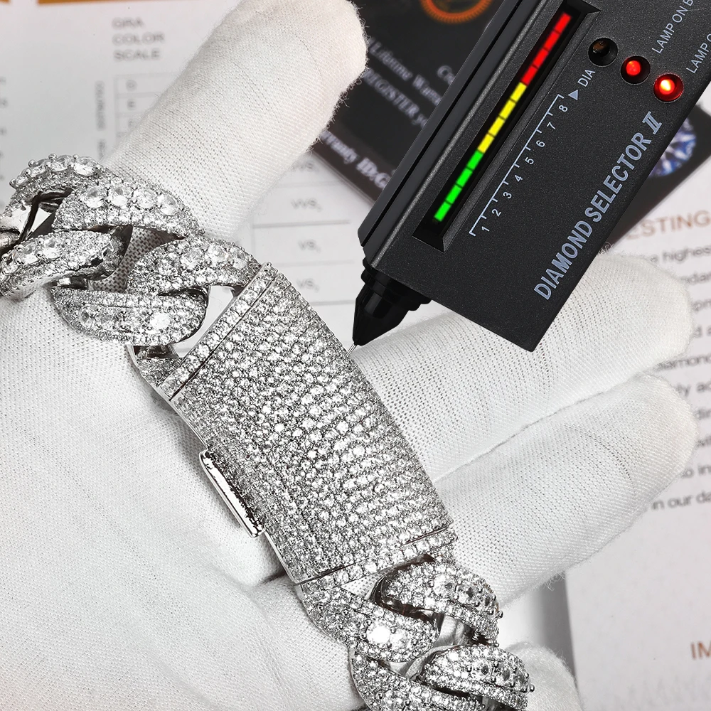 مويسانيتي 925 فضة الكوبية قلادة 22 مللي متر VVS قطع مستديرة الماس GRA معتمد مجوهرات هدية للرجال والنساء #5