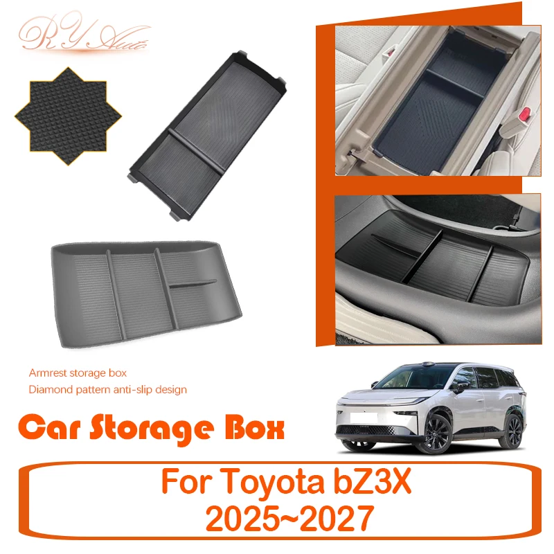 

Car Storage Box For Toyota bZ3X 2025 2026 2027 Anti-dirty Cover Armrest Center Console Box Wireless Charger Pad Auto Accessories