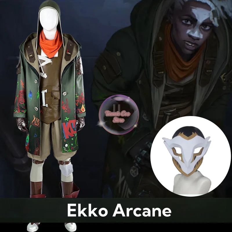 Game Ekko Arcane Cosplay Costume The Boy Who Shattered Time Ekko Cosplay Suit Halloween Carnival Party Uniforms Shoe Mask Props