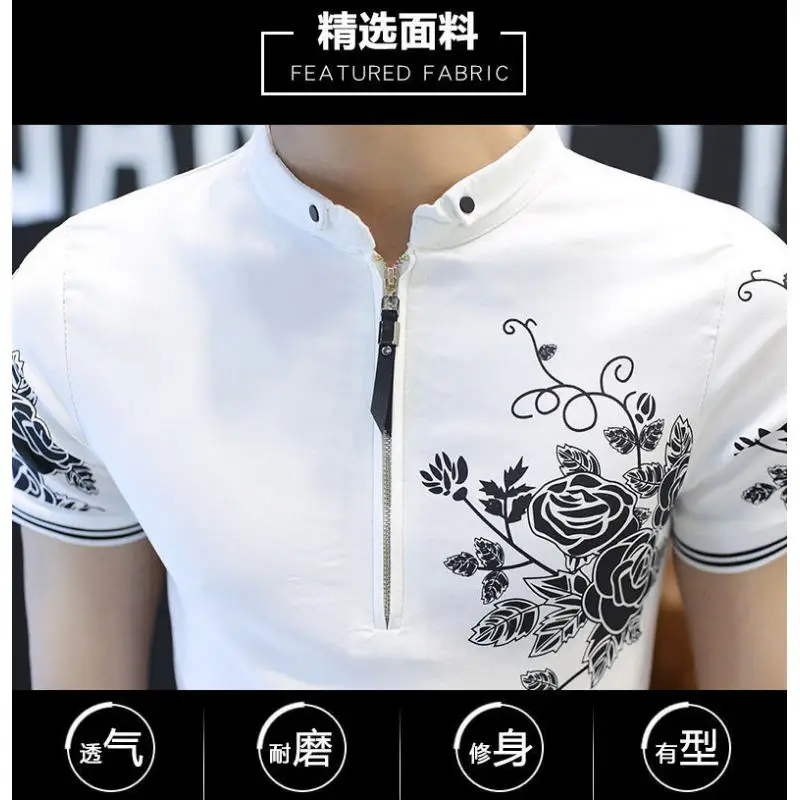 تي شيرت رجالي بأكمام قصيرة ، قطن خالص ، قميص بولو بنصف أكمام ، النسخة الكورية من الموضة ، ملابس صيفية ، علامة تجارية جديدة ،