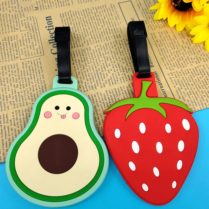 1PC creativo cibo creativo frutta etichette per bagagli in PVC accessori da viaggio per borse etichetta per bagagli portatile etichetta per imbarco bagagli