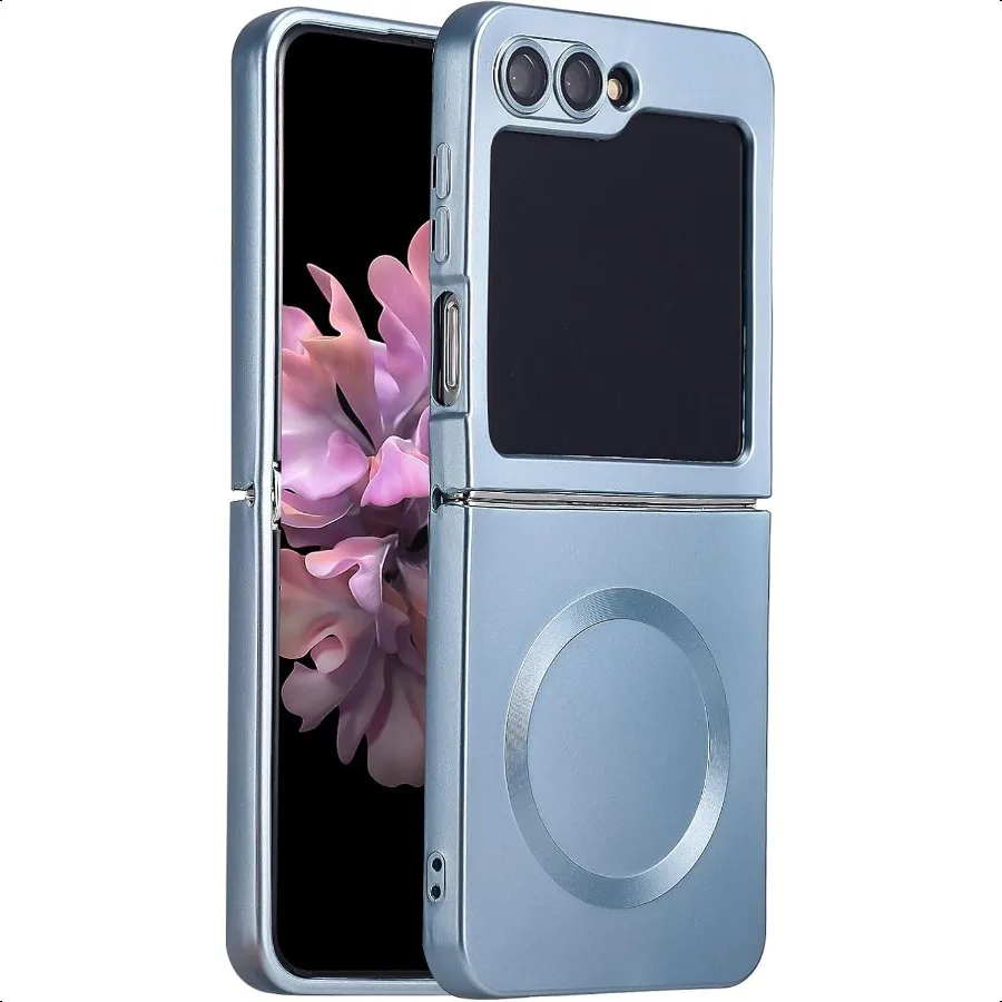 

Magnetic for Samsung Galaxy Z Flip 5 CaseSoft Silicone TPU Slim Fit Protective Phone Case with Camera Protection Compatible wit