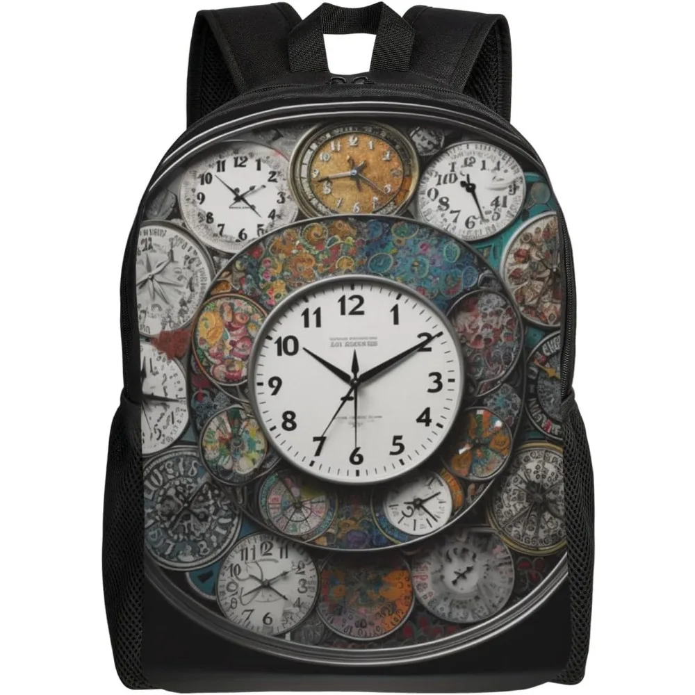 

Clock Art Laptop Backpack For Women Men College Backpack Work Business Computer Bag Lightweight Bookbag Teacher Nurse Bags