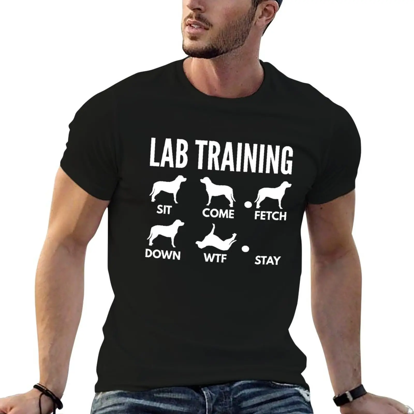 

Lab Training Labrador Tricks T-Shirt anime figures cotton graphic tees aesthetic clothes Men's cotton t-shirt