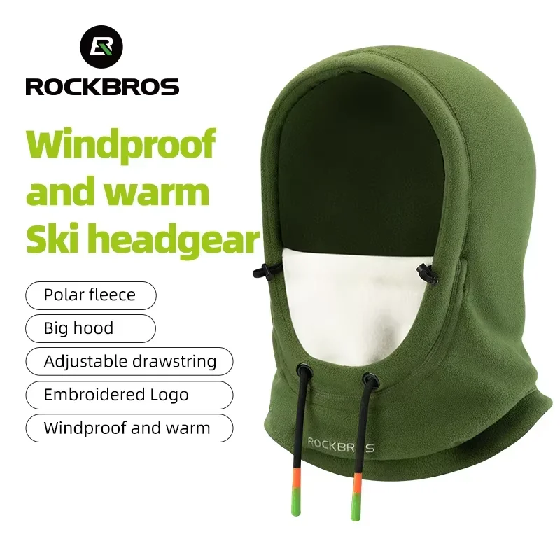 

ROCKBROS Winter Ski Cap Outdoor Sports Hat Thermal Fleece Balaclava Thick Riding Cycling Skiing Hooded Neck Warmer Hats Caps