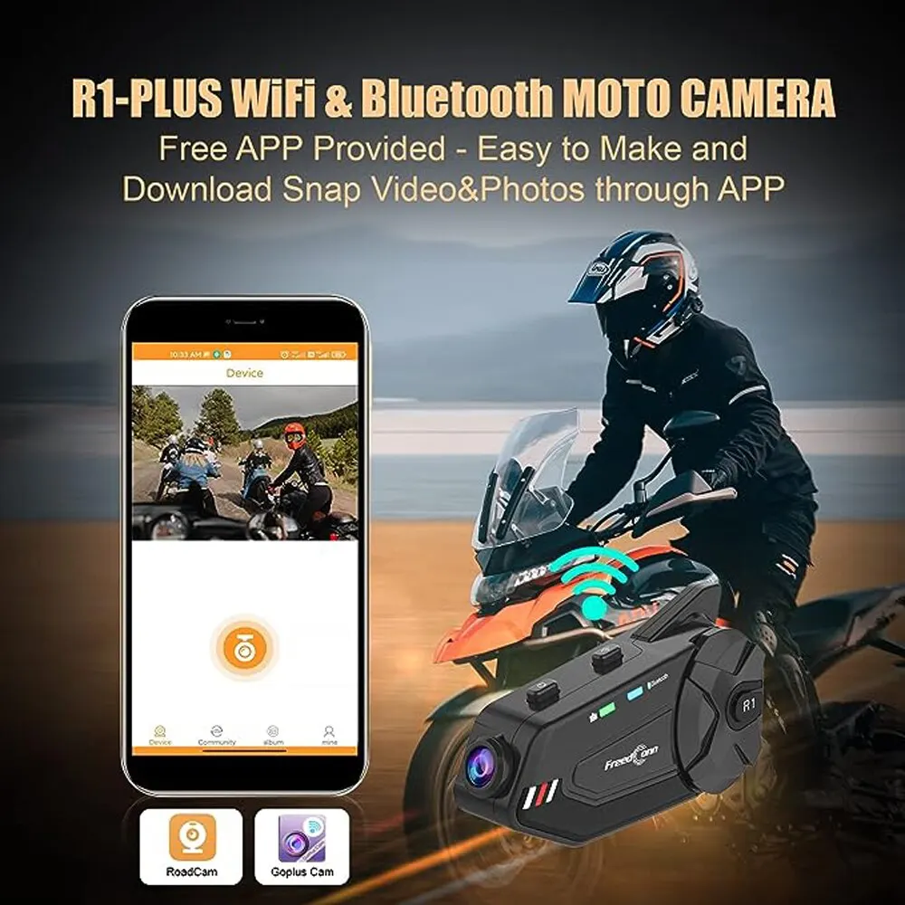 Freedconn R1 Plus casco interfono moto Dash Cam cuffie Bluetooth comunicatore vivavoce registrazione Video interfono 1080P