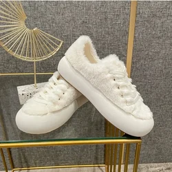 Peluche bianco Sapato Feminino moda scarpe da donna stringate inverno nuove donne per il tempo libero appartamenti INS vendita calda accogliente calzature vulcanizzate