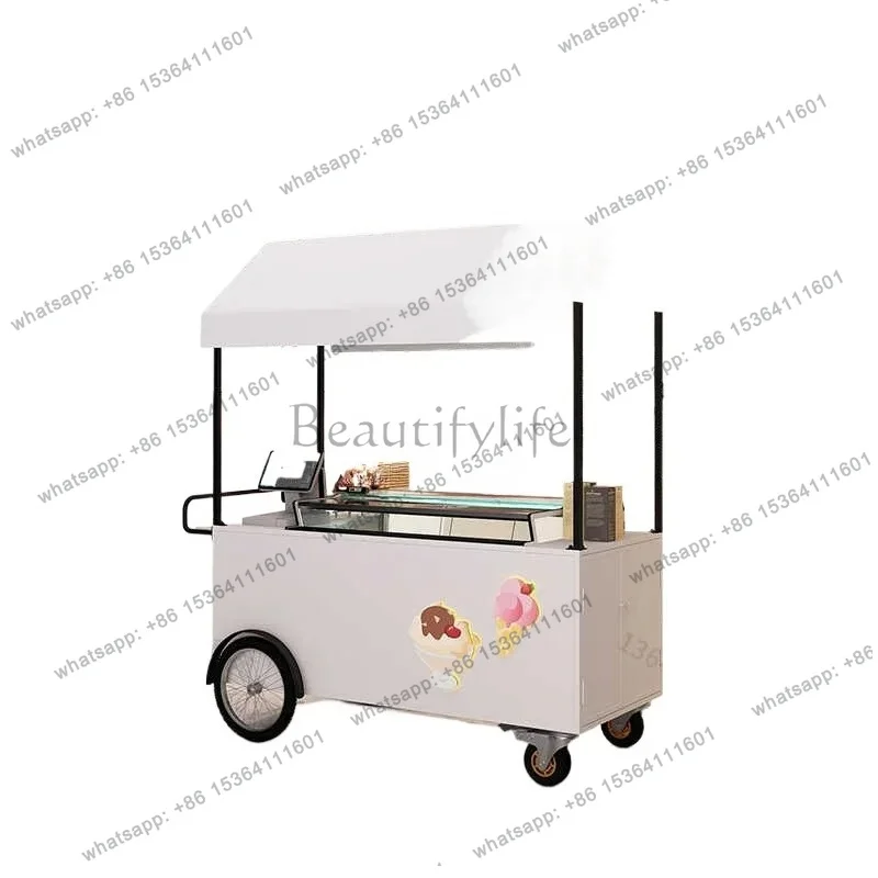 zj.mobile ice cream dining cart special ice cream machine stall trolley