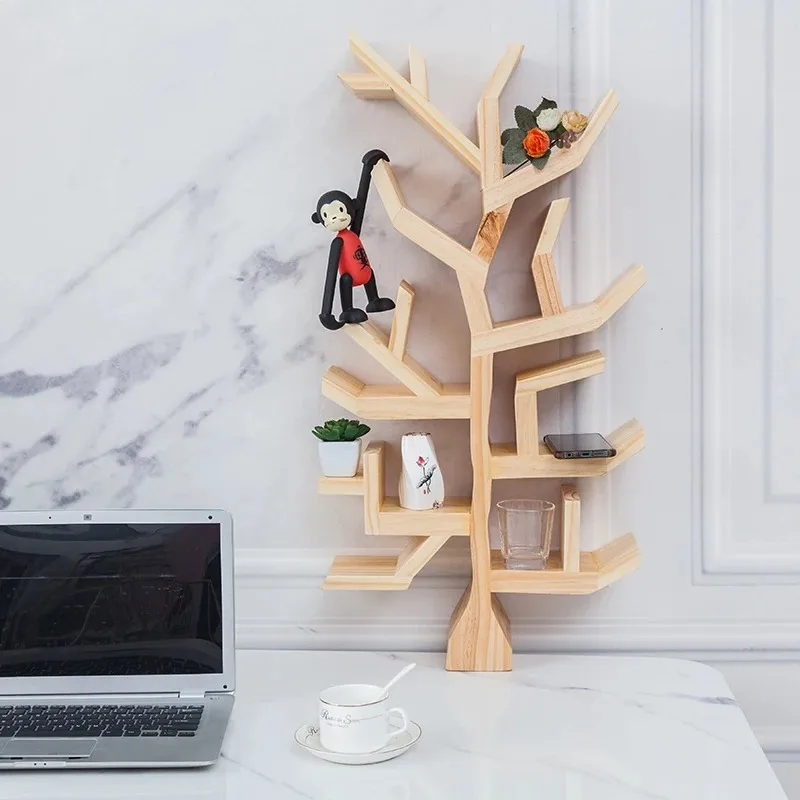 Creative solid wood   tree-shaped art living rooms  study shelves  office display shelves