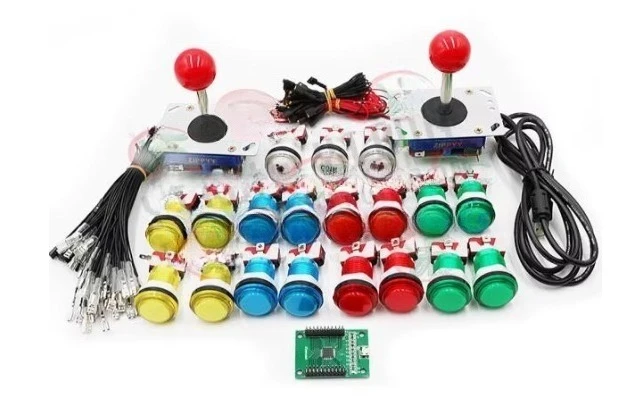 

Arcade Game Kit Dual Xinmo Chip Clear Water Joystick Small Round Full Color Button PC/PS3 DIY Kit