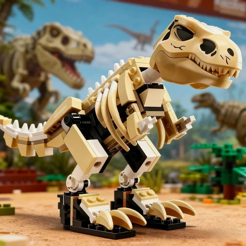 Совместимые наборы кирпичей, серия динозавров, строительные блоки T. rex, окаменелость динозавров, выставка, детский мир, парк, игрушки, подарок 76940