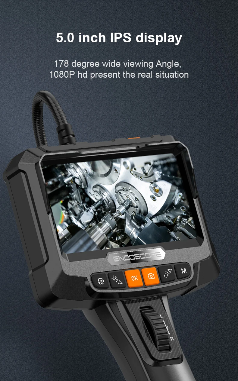 360 ° Rotating Dual-Lens Endoscope, 3.9MM 5-Inch IPS Endoscope Inspection Camera, Automotive Mechanical Industrial Endoscope