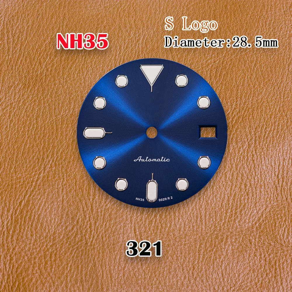S Logo Dial 28.5mm Blue GMT Dial Green Luminous Fit NH34/NH35/NH36 Japanese Movement Watch Modification Accessories view 3