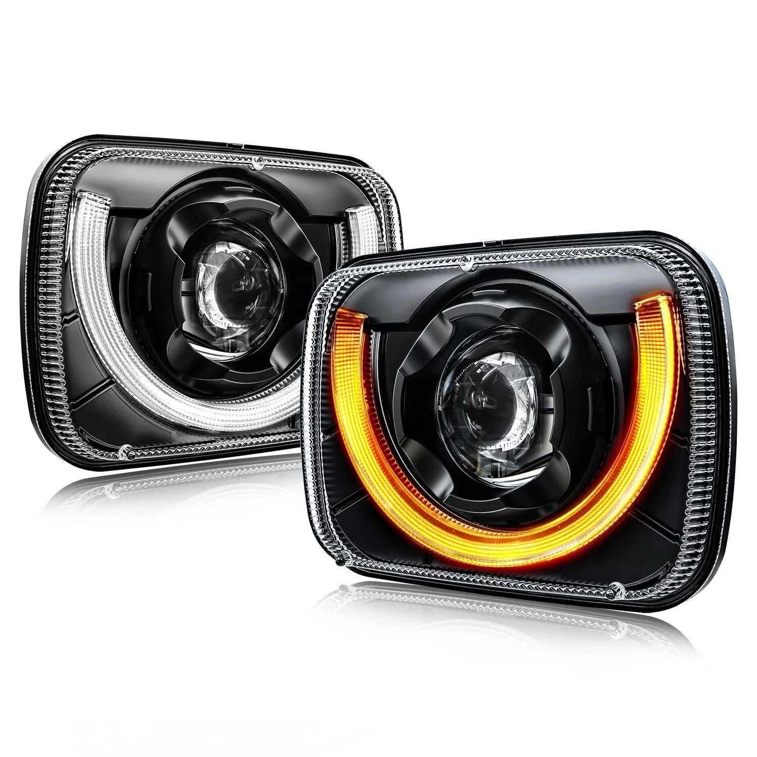 Rectangular 5x7 LED Headlights for Cherokee XJ  YJ Comanche MJ 1984-2001