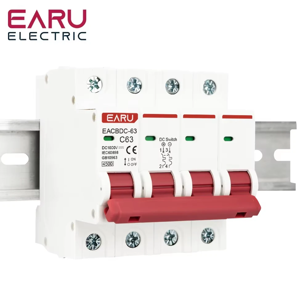 2-Pole 1000V 63A DC Miniature Circuit Breaker – IP65 Waterproof Solar PV Disconnect Switch With Overvoltage Protection