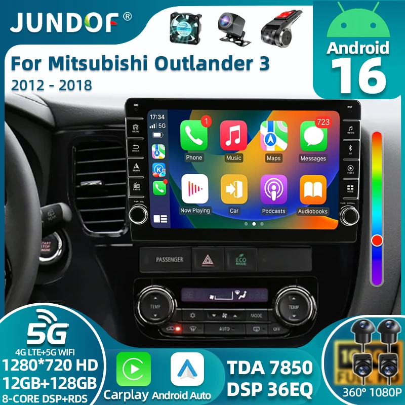 Car Radio Android 16 Carplay Auto For Mitsubishi Outlander 3 GF0W GG0W 2012-2018 Multimedia GPS Player Stereo 2din Head Unit DSP