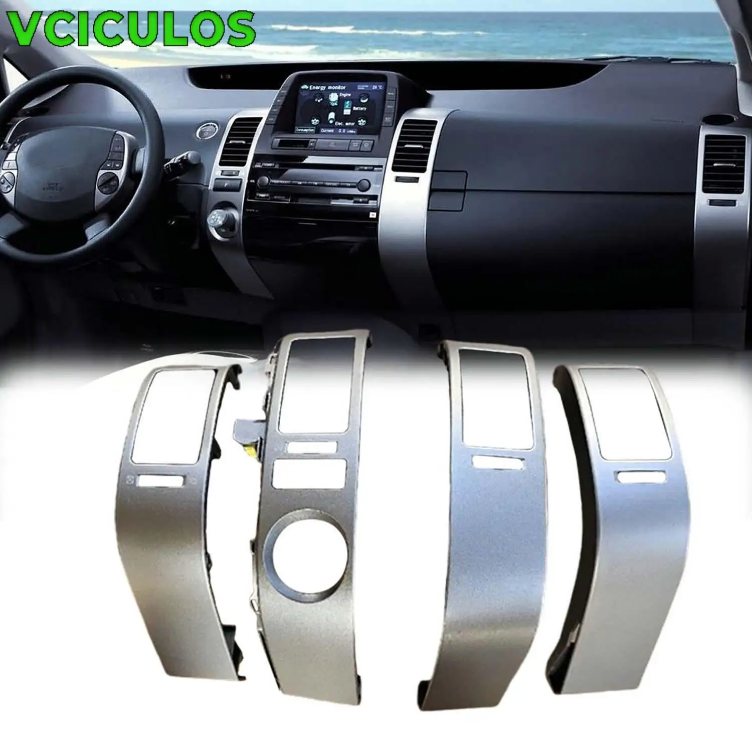 4PCS/Set Center Inner A/C Dash Air Vent Cover Trim For Toyota Prius 2004-2009 Car Accessories Replacement Parts